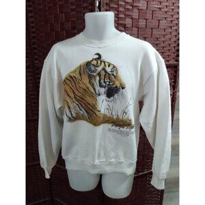 Vintage 90s Bengal Tiger Sweatshirt Adult Large Animal Print Unisex